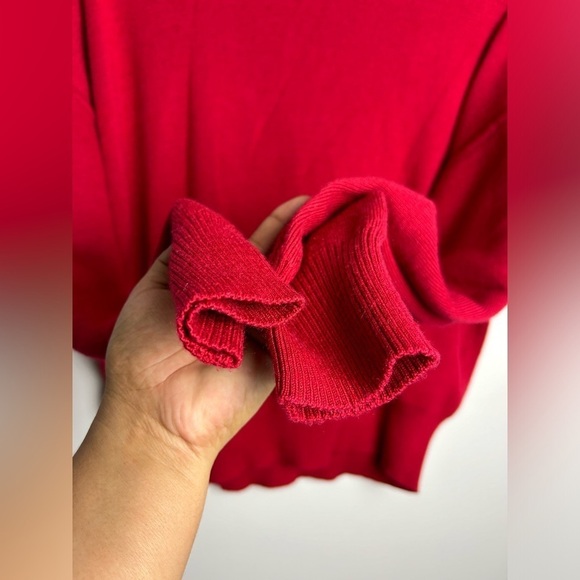 OBERMEYER Vtg Wool Red Crop Long Sleeve Turtleneck Pullover Sweater size M - Picture 5 of 11